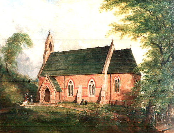 Detail of Five scenes on one canvas of Holy Trinity Church, Bulcote, Nottinghamshire